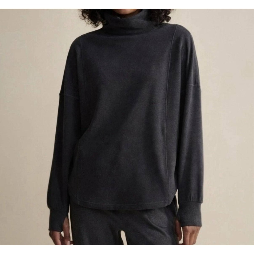 Varley‎ Rainer Roll Neck Jumper Womens M Grey Excellent Brushed Rib Pullover